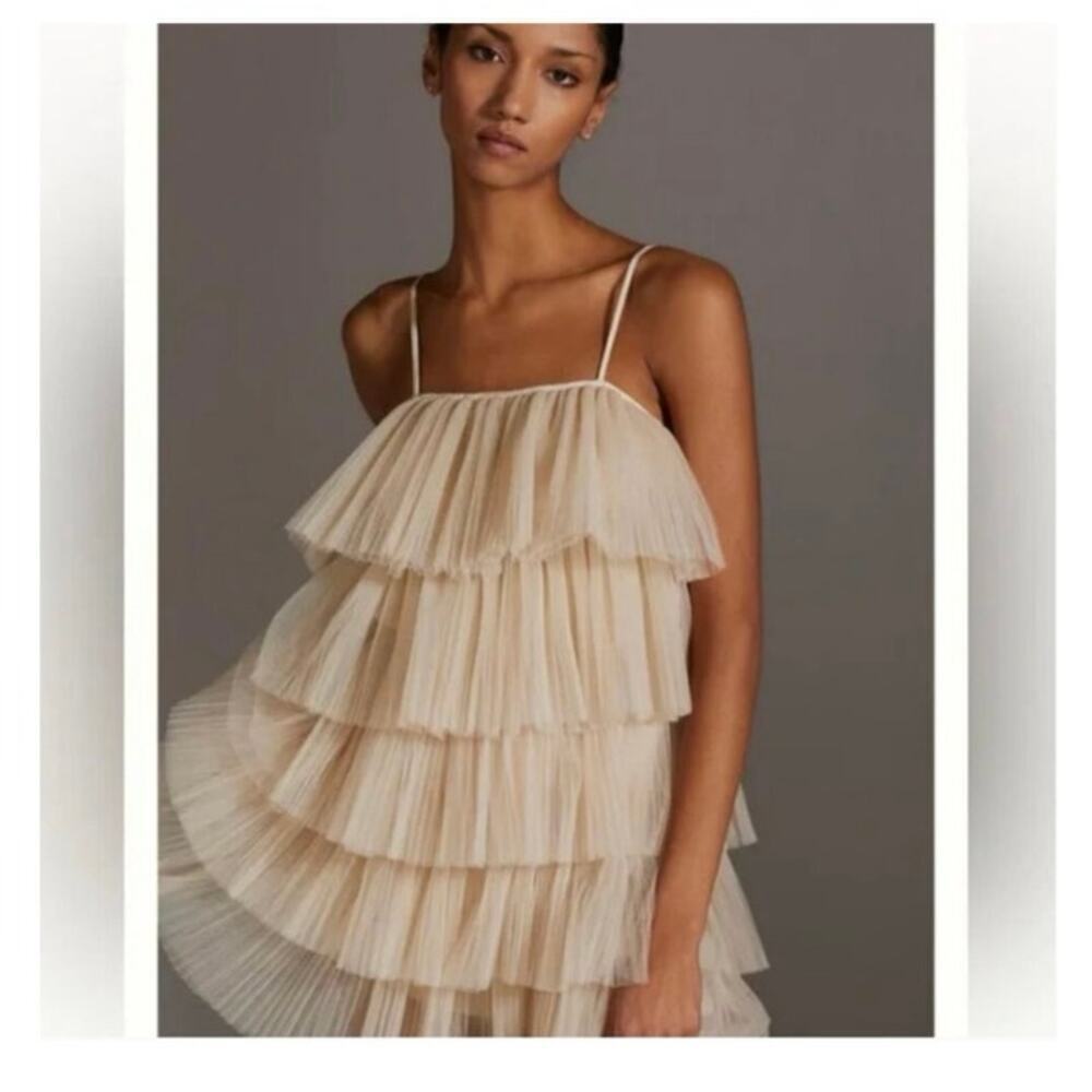 Maeve Anthropologie Maeve Strappy Tiered Tulle Mini Dress sz xl - Picture 2 of 6